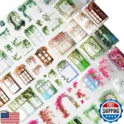 AuriicLeaf Vine Window Pre-Cut PET Tape Set, 6 Rolls Nature-Inspired Floral S