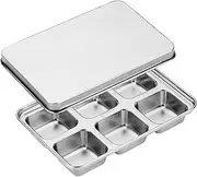 Stainless Steel Ice Cube Trays 6 Compartment Food Grade Ice Cube Maker with Lid for Drinks Polished Dishwasher Safe Multi-Purpose Mold for Baby Food & More Stainless Steel Trays-