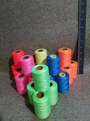 6× 2000m NEON FLORESCENT SPOOLS/CANSEW POLYESTER SPUN SEW THREAD/No65/2Ply/Tex27
