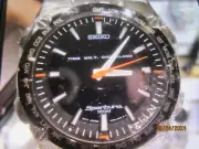 SEIKO SPORTURA MEN'S WATCH CHRONO ALARM S/S LEA ORIGINAL JAPAN SNAE079NEW