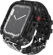 [OWKEY] Waterproof Apple Watch Case 45MM Series 8| 7 with 3PCS Premium Soft Silicone Band, Dropproof Shockproof Impact Resistant Rugged Protective iWatch Case Bulit-in Screen Protector