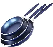 Granitestone Blue Frying Pan Set, 3 Piece Nonstick Fry Pans, 8”, 10” & 12” Nonstick Mineral and Diamond Triple Coated Frying Pans, Omelet Pan, Cookware, PFOA Free, Dishwasher Safe, Cool Touch Handle