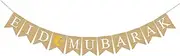 Party Decorations Eid Mubarak Banner 2023 Muslims Ramadan Mubarak Decorations Linen Hanging Flag with Ropes Islam Home Decors Party Supplies (Color : Eid Mubarak)