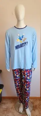 Mitch Dowd Disney Mens Donald Duck Printed Cotton Flannel Pyjama Set Size XL New
