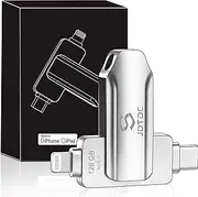 JSL JDTDC MFi Certified 128GB Photo-Stick-for-iPhone-Flash-Drive iPad Lightning to USB C Memory Stick iPhone-USB-Drive iPhone-Photo-Storage-Stick silver JD008