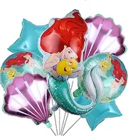7pcs Mermaid Foil Balloons Birthday Party Supplies, Mermaid Mylar Balloon Kit for Little Mermaid Theme Birthday Party Decorations for Girls, Baby Shower, Backdrop