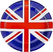 20pcs Union Jack Paper Plates 23cm Tableware Party Supplies Disposables Britain Sporting Events Pub BBQ Royal Theme Table Decorations