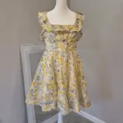 Zimmermann Harmony Linen-Silk Ruffled Floral Minidress Size 12