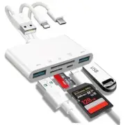 5-in-1 Memory Card Reader, USB OTG Adapter & SD Card Reader for i-Phone/i white