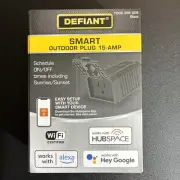 Defiant Outdoor Wi-Fi Bluetooth Plug w/ Single Outlet Plastic 15Amp 120V