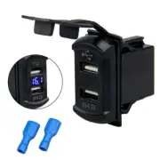 12V Dual USB Port Charger Socket & Blue Led Voltmeter for Marine Boat RV Car (for: Renault)