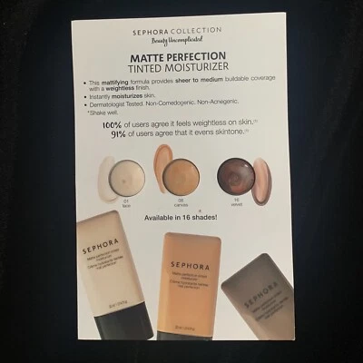 SEPHORA COLLECTION Matte Perfection Tinted Moisturizer 3 Shades .06g/.02oz Card