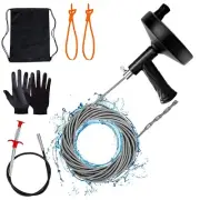 Drain Auger 33 Ft, Plumbing Snake Hair Clog Remover Drain Snake Flexible Grab...