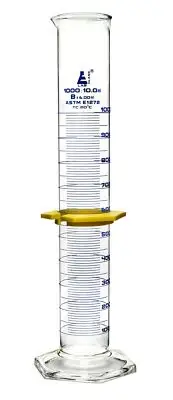 Eisco Labs 1000ml Graduated Cylinder with Protective Collar, ASTM, Class B