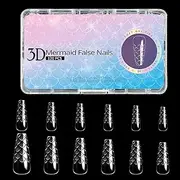 Mermaid Gel Nails, Almond Press Nails, Long Press Nails, Manicure Kit, Multi-Purpose Nail Kit, Gel Nail Tips, Press Nail Tips, Daily Manicure for Shopping, Datings, Work, Daily Life, Parties