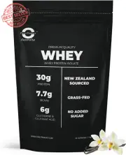 Whey Protein Isolate 30g, Hydrolyzed, Grass Fed, Non-GMO, 1kg, Vanilla Flavor