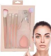Makeup Brushes Kit - Multipurpose Soft Make Up Brush Set with Eyelash Curler - Complete Cosmetic Accessories for Travel Home School Daily Use