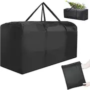 Outdoor Cushion Storage Bag, Waterproof Extra-Large Black Outdoor Patio Cushion Storage Bag with Zipper & Padded Handle for Patio Furniture Christmas Tree, 68in L x 30in W x 20in H