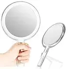Double-Sided Handheld Mirror with Stand, 1X/10X Magnifying Mirror, Clear
