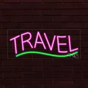 BRAND NEW "TRAVEL" w/UNDERLINE 30x12X1 INCH LED FLEX INDOOR SIGN 30138
