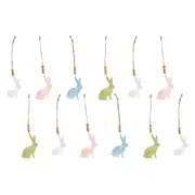 12x LVD Rabbit Hanger Piece Iron/Wood Home Decor Hanging Ornament 8cm Assorted