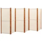 6-Panel Room Divider Cream White 420X180 Cm maple wood Screens & Room Dividers
