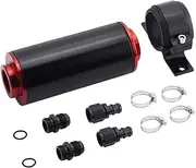 10AN Inline Fuel Filter Kit with Bulkhead Adapters, Push Lock Fittings and Fuel Filter Mounting Bracket for 5/8 Fuel Line Hose, Great for Gasoline, E85 Ethanol Fuel and Diesel