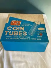 Rare Vtg Anco coin tubes 80 count penny cent size NOS clear coin collectors