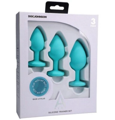 Doc Johnson A-Play Silicone Anal Trainer Set 3 Pc Piece Teal