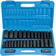 Grey Pneumatic 1512DM 1/2" Drive SAE & Metric Deep Impact Socket Set 6 Pt 30pc