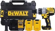[DEWALT] DCD996P2 Cordless 3-Speed Impact Drill (18 V, 5.0 Ah, Brushless Full Metal Transmission, Integrated LED Light with up to 77 Lumens, Includes 2x Batteries, Quick Charger, Belt Hook, T STAK Box)