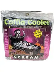 Vintage 1997 Scream Ghost Face Coffin Cooler 2' Long Halloween Prop RARE