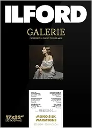 ILFORD Galerie 17x22” (25 Sheets) Mono Silk Warmtone Smooth Lustre Surface, Instant Dry Archival Photo Inkjet Paper 9mil / 240gsm for Dye and Pigment Ink Printers, Made in Germany