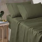 Vintage Design Homewares Super King Forest Green Fern 100% Hemp Sheet Set