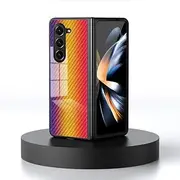 Compatible with Samsung Galaxy Z Fold5 5G Case,Anti-Drop 2 in 1 (PC Glass Back Panel+TPU) Phone Case Cover Glod