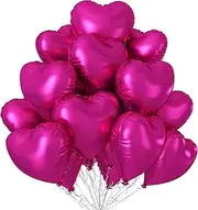 Foil Heart Balloons, 10Pcs Heart Shape Balloons Mylar Balloons for Helium Decorations for Mother's Day, Wedding, Brithday Party, Anniversary (Hot Pink)