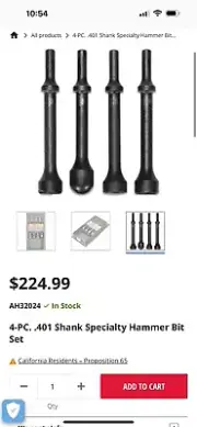 Mac Tools Four Piece Specialty Hammer Bit Set Size .401