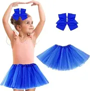 [Yolev] 5 Layered Tulle Tutu Skirt for Girls Princess Ballet Dance Dress Kid Tulle Dance Skirt with Hair Bow for Little Girls