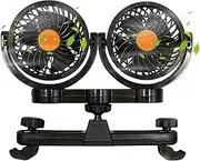 Car Seat Fans | Double Head Car Fan | Cooling Double Head 12V24V Ventilador for Pets Auto Vehicle Automotive Hot Weather Truck Road Trip Kids
