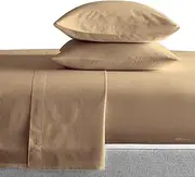 42X80 Cot Bed RV Bunk & Truck Sleeper 4 Piece Sheet Set 800 TC Perfectly Fitted for RV, Truck Sleeper & cot beds Egyptian Cotton Sheets fits Upto 14” Inch Deep Pocket Taupe Solid