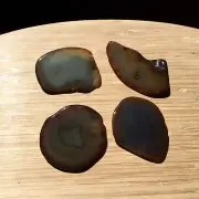 4 Agate Geode Slices Polished Crystals Banded Brown Stones End Cut Mix 10oz Lot