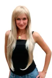 Wig Ladies Women Long Wavy Layered Fringe Blonde Streaked 80 CM 6311-27T613