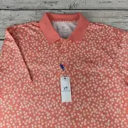 New Southern Men’s Polo AOP Floral Printed Size Large Conch Shell Pink Golf $88