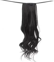 HONITANO Long Curly Ponytail Hair Extension for Women Synthetic Drawstring Wig Natural Black Comfortable Ventilative for Everyday Wear Special Occasions