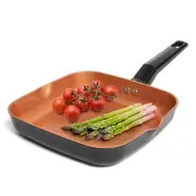 Square Grill Pan For Indoor Cooking, 9.5In Frying Pan Copper Non-Stick Saute ...