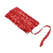 11Yards 0.6 Inch Sequin Braid Trim, Flat Sequins Paillette Ribbon Red