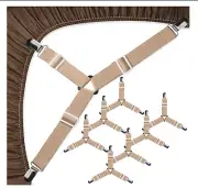 7 Pieces JELLYMONI Bed Sheet Straps, Adjustable Elastic Fasteners , Khaki