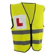 BRIGHT VEST L PLATE MOTORBIKE MOTORCYCLE SCOOTER CE HI VIZ SAFETY LEARNER