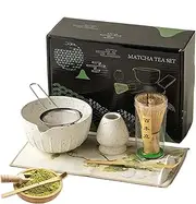 Matcha Whisk Set | Traditional Whisk Set Japanese Matcha Set - Starter Kit with Sifter, Scoop, Matcha Bowl, Whisk Holder for Matcha Making