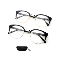 在飛比找蝦皮商城優惠-BANG 半框眼鏡 送眼鏡盒 復古 半框 貓眼 金屬 圓形眼